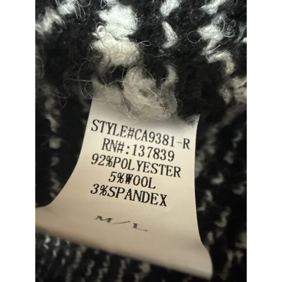 Robertson + Rodeo Women's Black Wool Tweed Fringe Knit Cardigan Sweater Top M/L - Picture 4 of 4